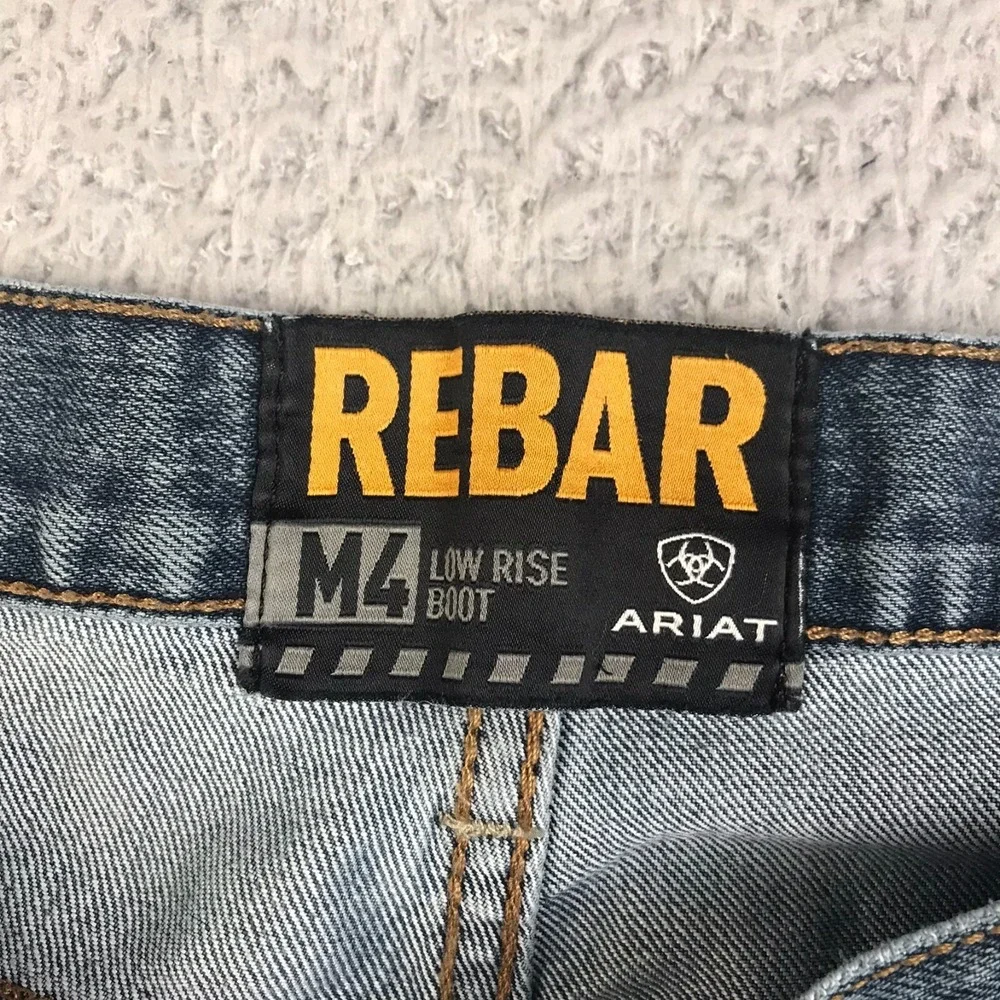 Ariat Rebar Jeans Mens 35 (36x33) Distressed M4 Low Rise‎ Boot Western Workwear